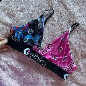 Ethika Women's Black and Pink Bralette